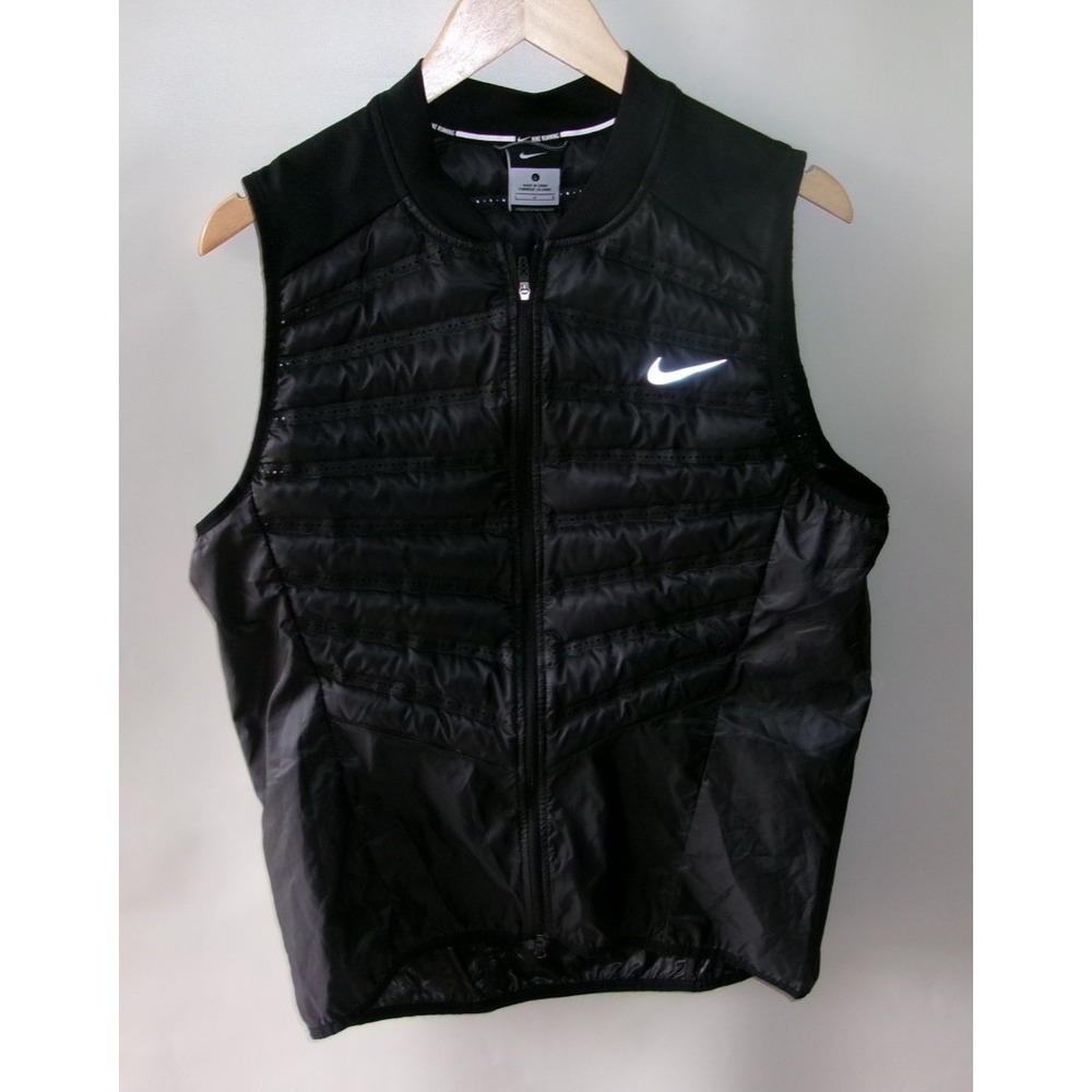Nike Men's Aeroloft 800 Down Puffer Vest Large Black Running Insulated Zip